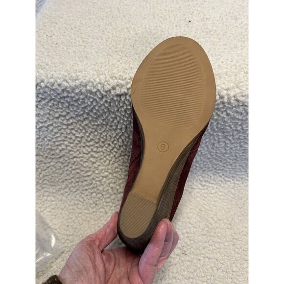 Diba Blake Suede Leather Bootie Burgundy Ankle Boot Lace Up Wedges Size 6 - Picture 4 of 7